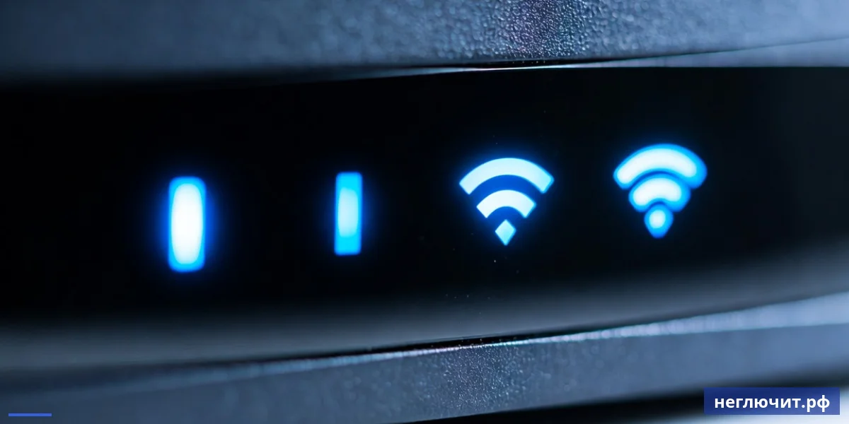 Индикаторы роутера крупным планом — Power, Internet, Wi-Fi и LAN