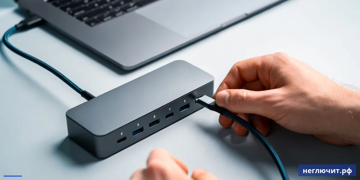 Подключение Thunderbolt 4 кабеля к современной док-станции