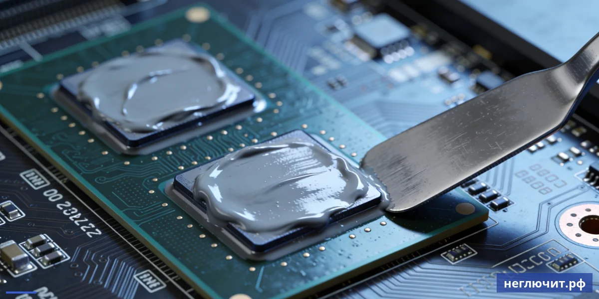 Крупный план CPU и GPU современного игрового ноутбука ASUS со свежей термопастой
